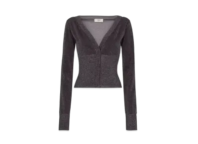 FENDI Women's Metallic Yarn Jersey Cardigan "Black"