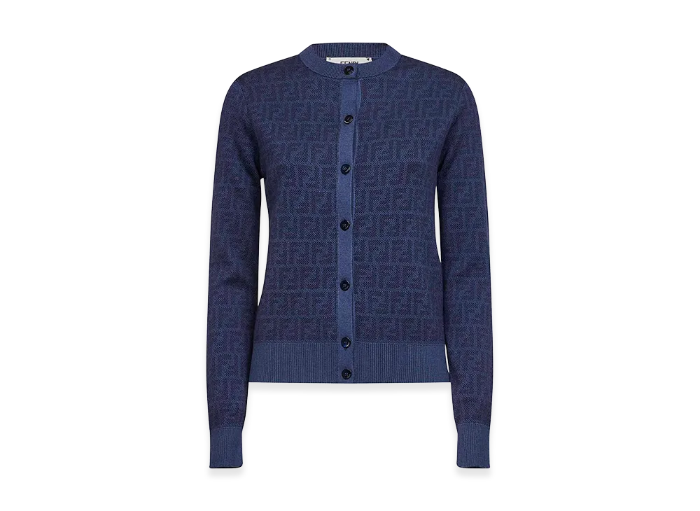 FENDI Women's FF Wool Cardigan "Blue"