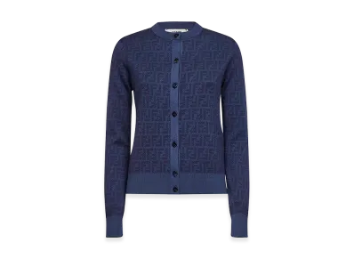 FENDI Women's FF Wool Cardigan "Blue"
