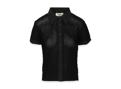 FENDI Women's Mesh Short Sleeve Shirt "Black"