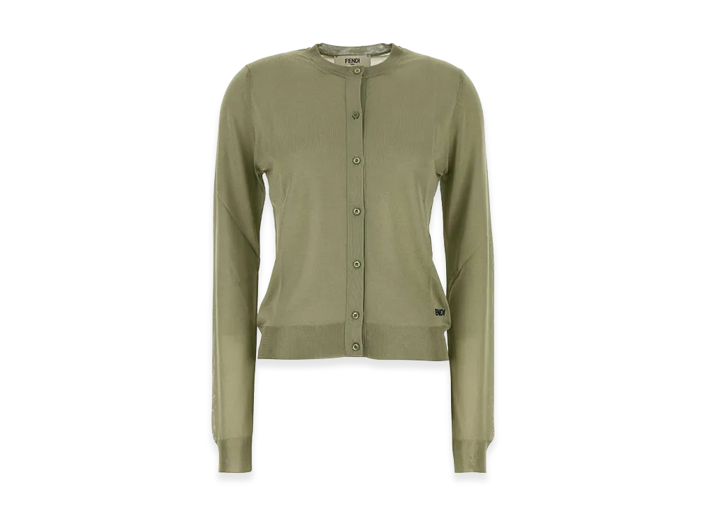 FENDI Women's Stretch Viscose Blend Cardigan "Sage Green"