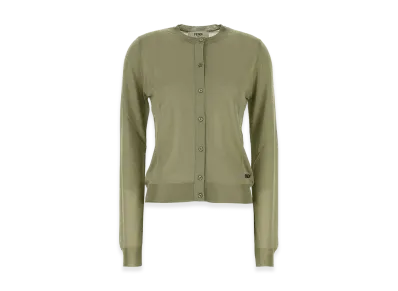 FENDI Women's Stretch Viscose Blend Cardigan "Sage Green"