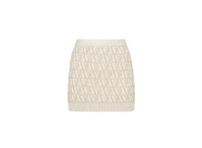 FENDI Women's Skirt FF Cashmere and Wool Mini Skirt "Beige"