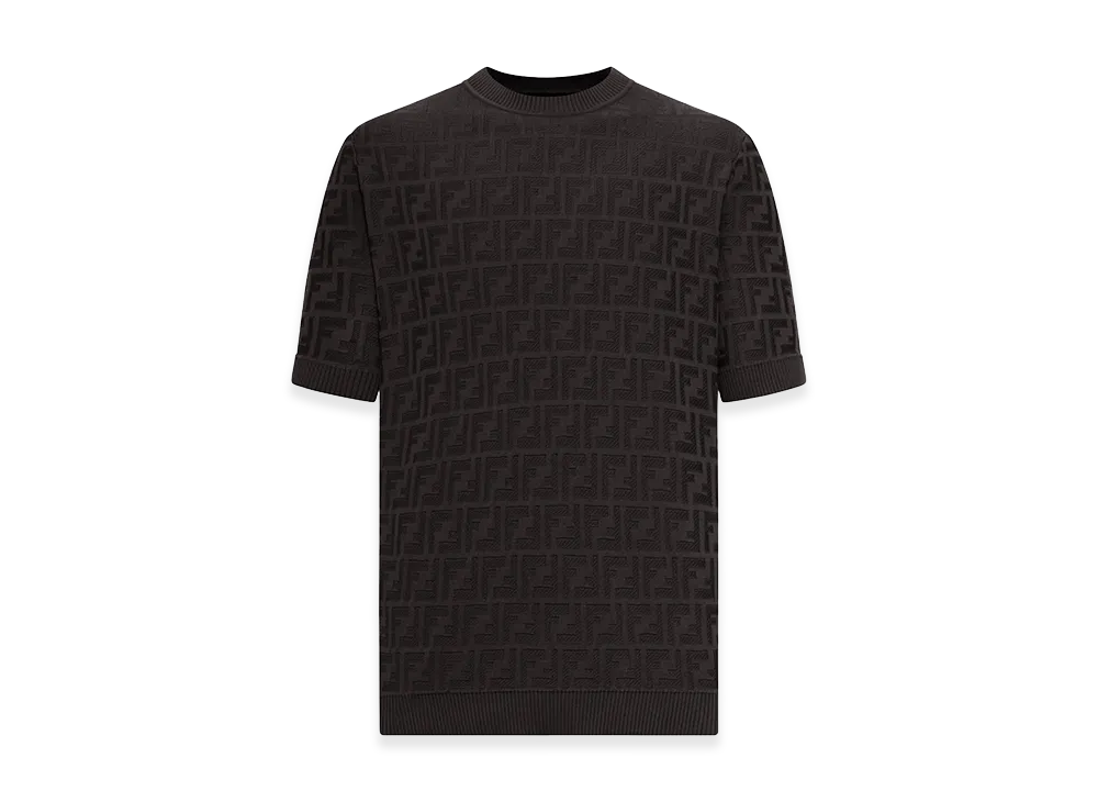 FENDI Cotton Short Sleeve Sweater "Black"