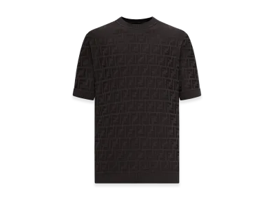 FENDI Cotton Short Sleeve Sweater "Black"