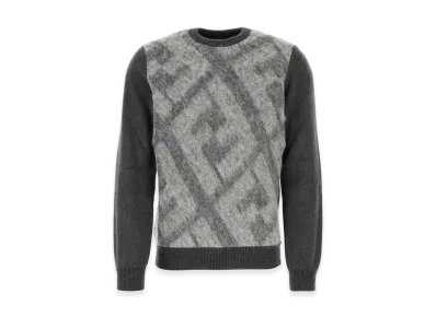 FENDI Embroidered Wool Blend Sweater "Gray"