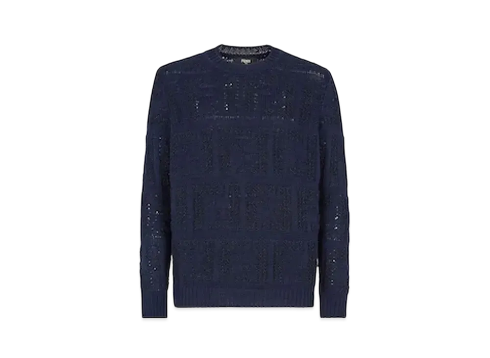 FENDI Men's FF Cotton and Linen Sweater "Blue"