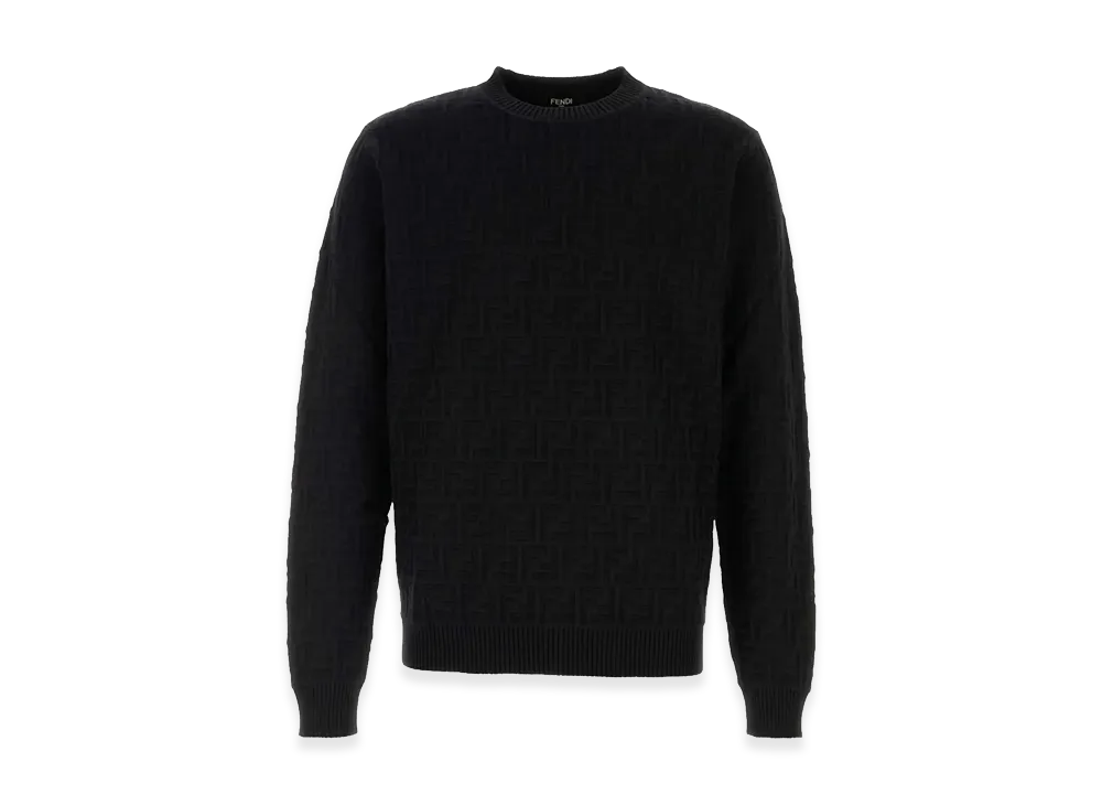 FENDI Crew Neck Cotton Sweater "Black"