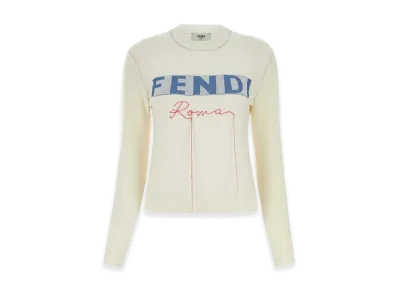 FENDI Women's Stretch Cashmere Blend Sweater "Ivory"