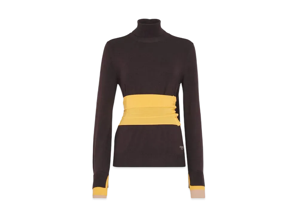 FENDI Women's Wool Polo Neck Sweater "Purple"