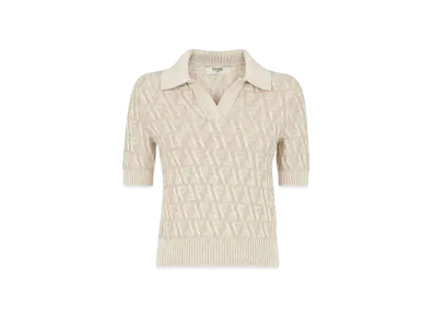 FENDI Women's Sweater FF Wool and Cashmere Polo Shirt "Beige"
