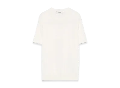 FENDI Women's Kids FF Cotton And Viscose Short Sleeve Sweater "White"