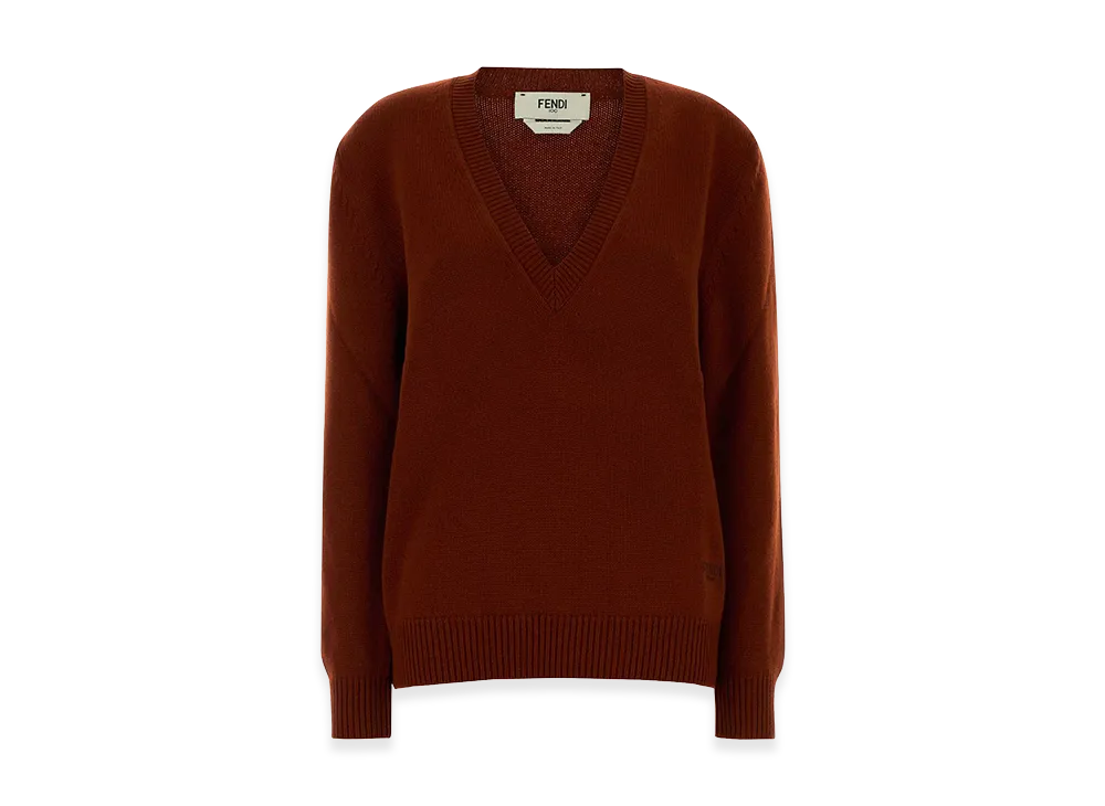 FENDI Women's Brick Stretch Cashmere Sweater "Red"
