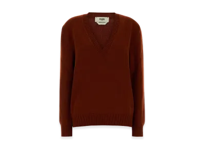FENDI Women's Brick Stretch Cashmere Sweater "Red"