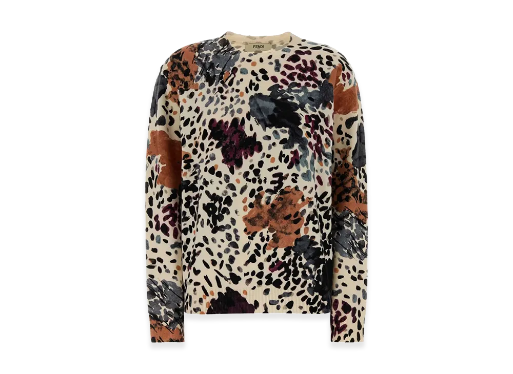 FENDI Women's Wool And Cashmere Falena Print Sweater "Multicolor"