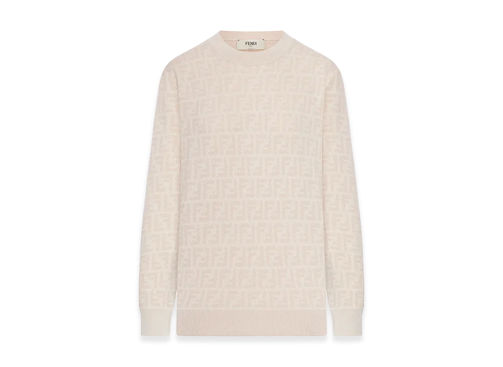 FENDI Women's Wool And Silk Sweater With FF Print "Pink"