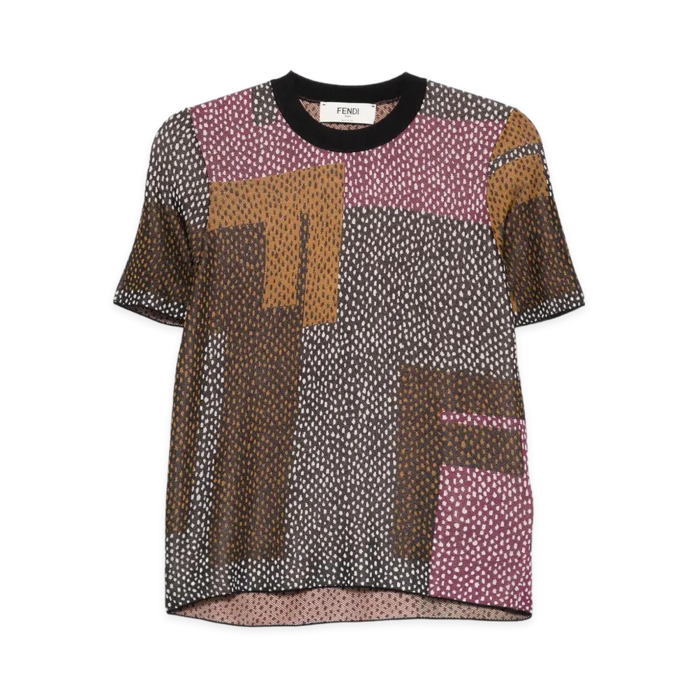 FENDI Women's Maglia A Maniche Corte Motivo Peppered "Multicolor"