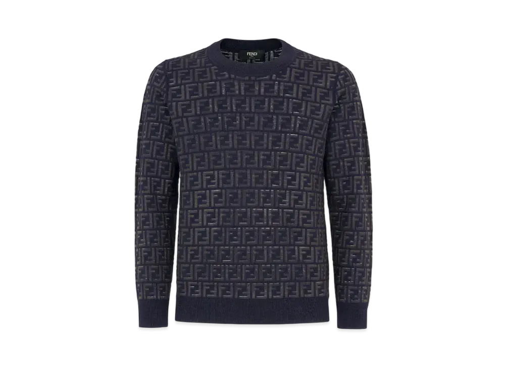 FENDI Men's Wool & FF Nylon Sweater "Blue"