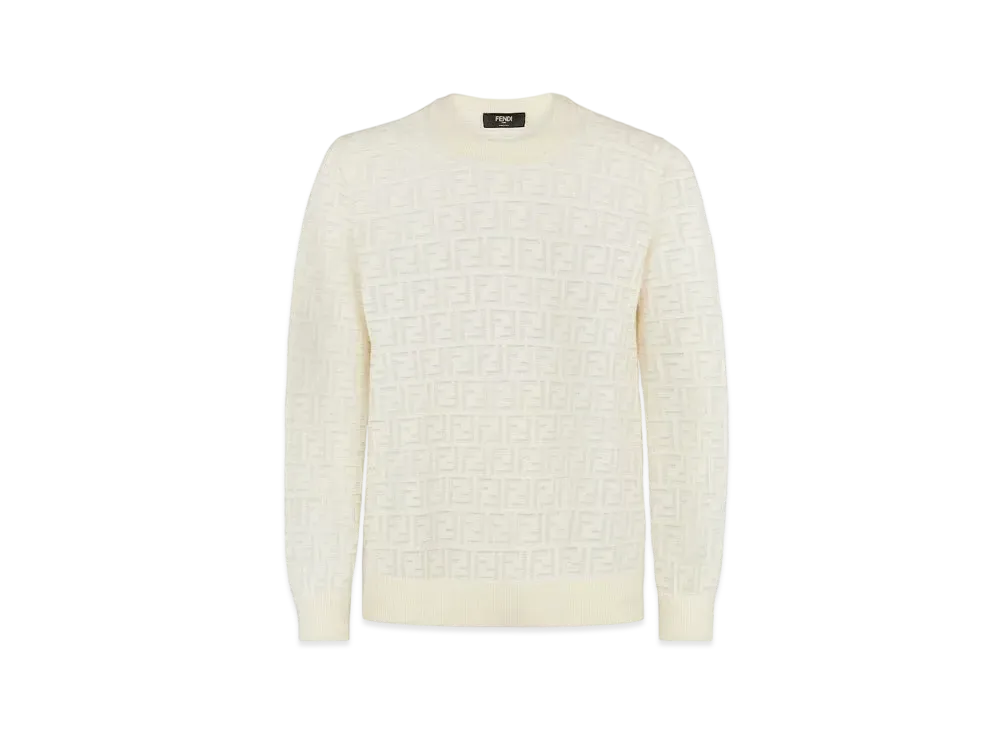FENDI Men's Sweater Wool and FF Nylon "White"
