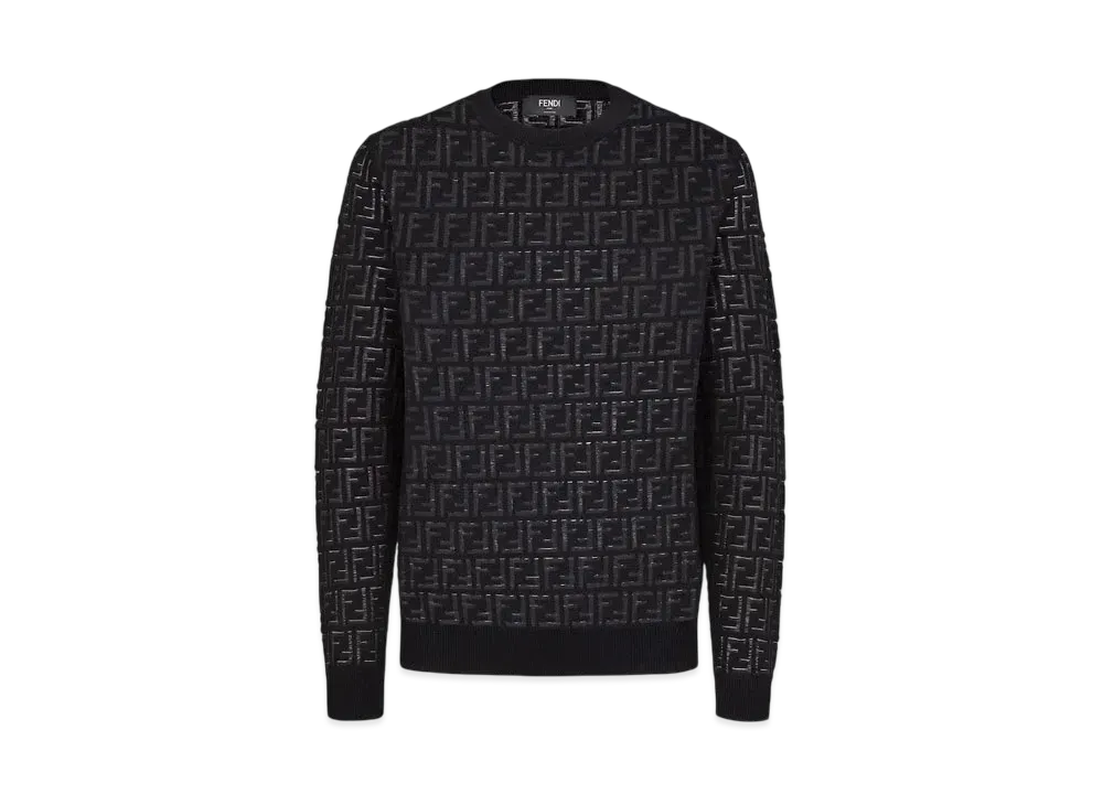 FENDI Men's Nylon & Wool Sweater "Black"