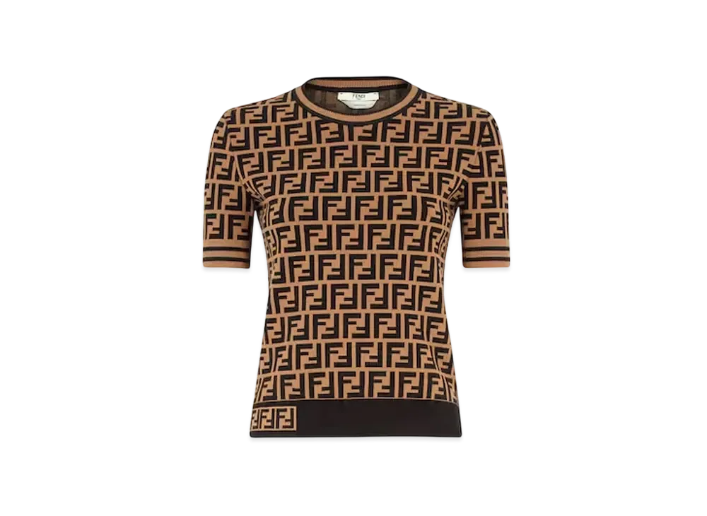 FENDI Women's Fabric FF Logo Motif Sweater "Multi Color"