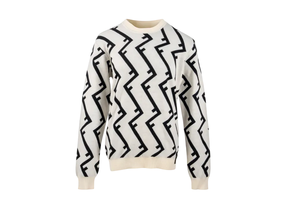 FENDI Geometric FF Wool Sweater "Ivory/Black"