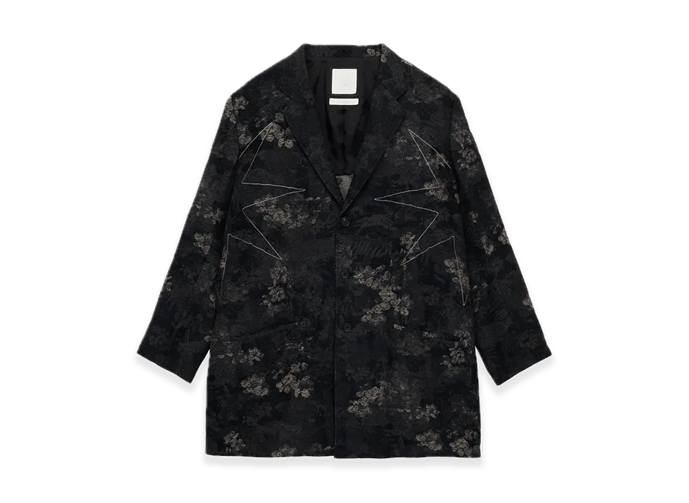 GDC x S'YTE Faded Floral Jacquard Octagon Star Embroidery Long Jacket "Black"