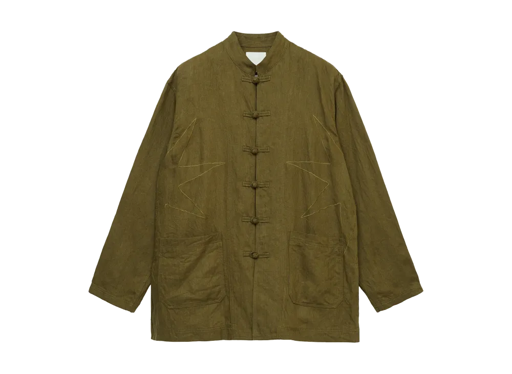 GDC x S'YTE Vintage Linen Chino Cloth Octagon Star Embroidery China Jacket "Khaki"