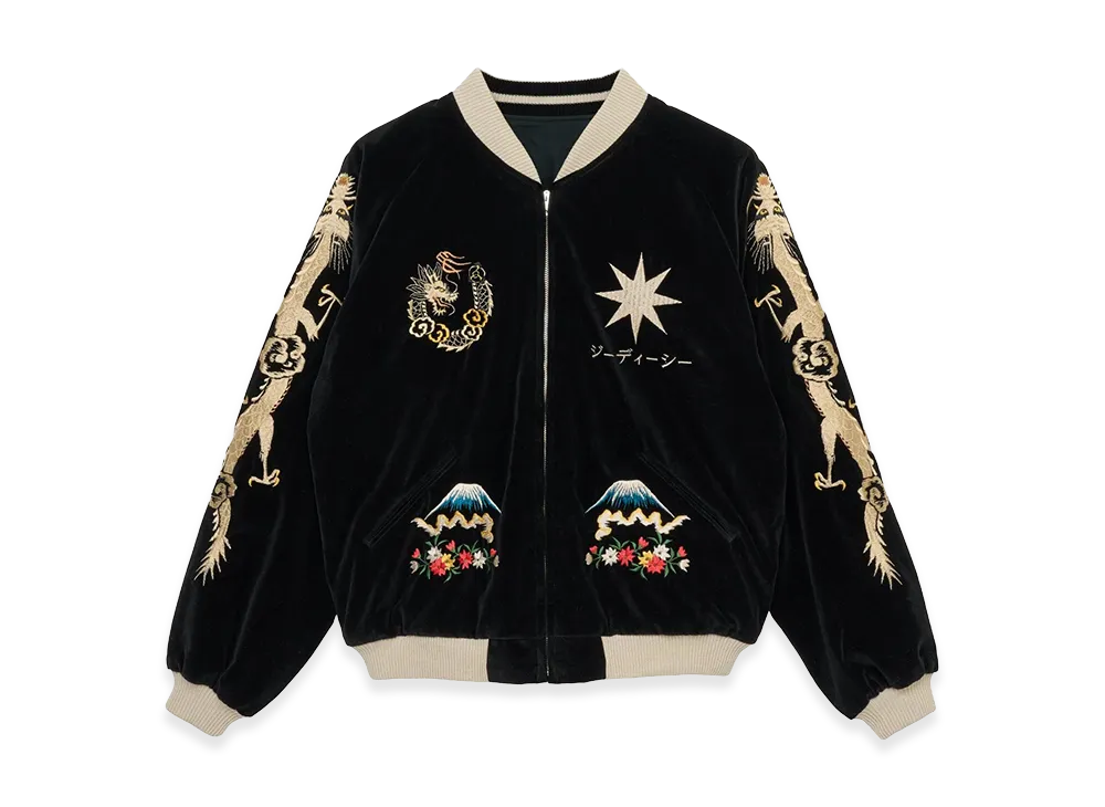 GDC x TAILOR TOYO Velveteen x Acetate Souvenir Jacket PHOENIX x ALASKAN EAGLE "Black"