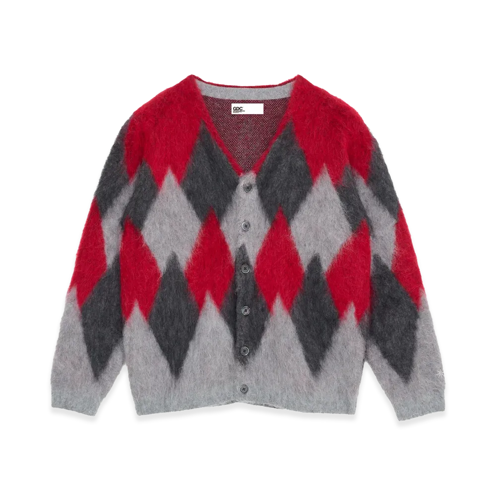 GDC Argyle Mohair Cardigan "Gray"