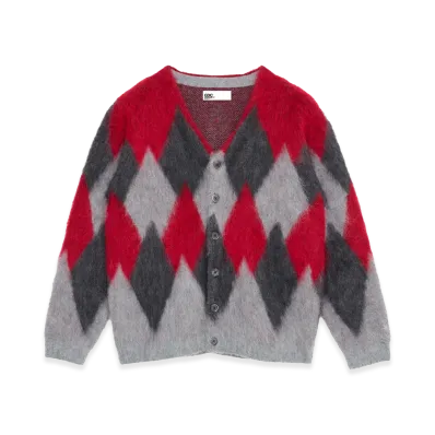 GDC Argyle Mohair Cardigan "Gray"