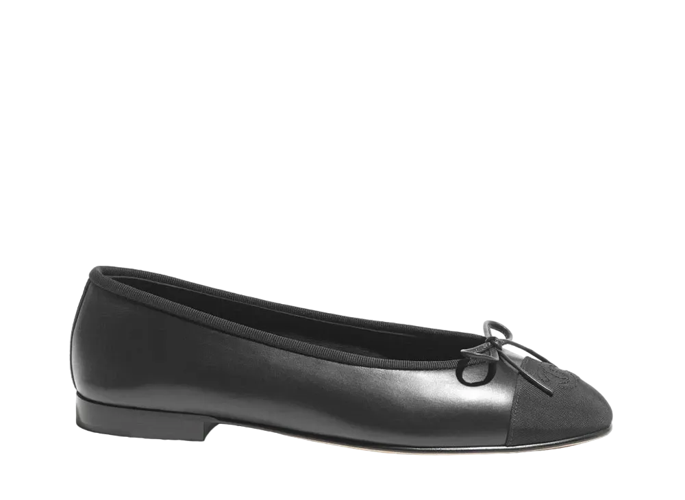 CHANEL Ballet Flats Calfskin & Grosgrain "Black"