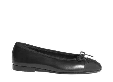 CHANEL Ballet Flats Lambskin & Grosgrain "Black"