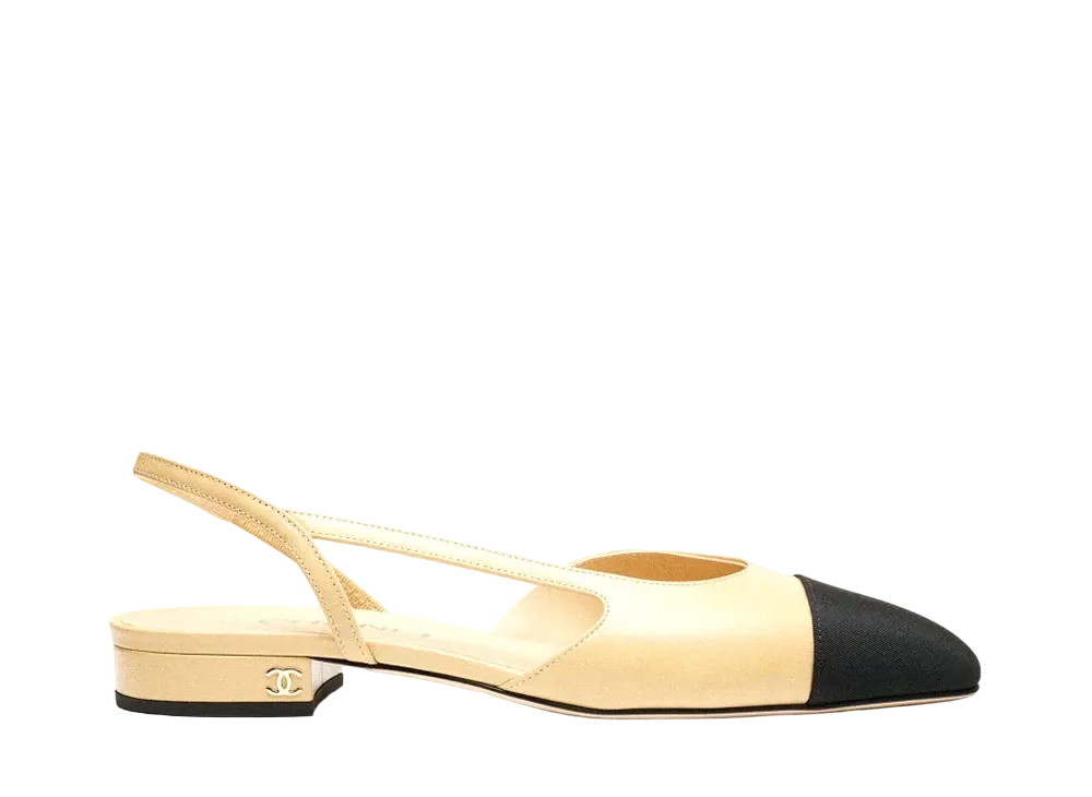 CHANEL Slingbacks Goatskin & Grosgrain "Beige/Black"