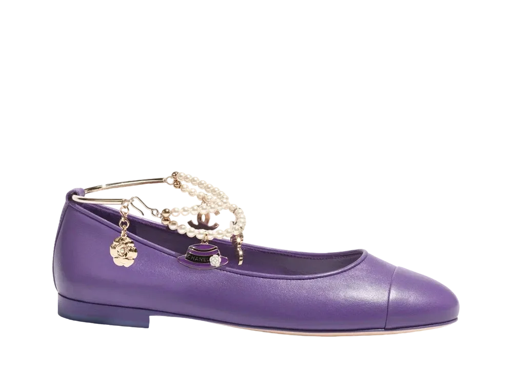 シャネル バレリーナ ラムスキン メタル & コスチューム パール