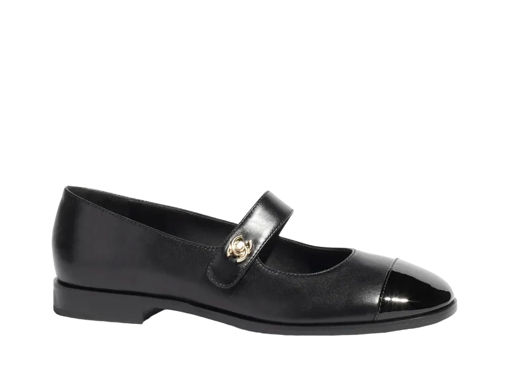 CHANEL Mary Janes Calfskin & Patent Calfskin "Black"