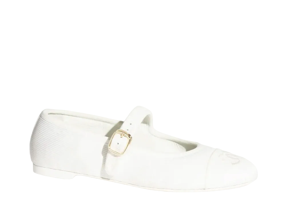 CHANEL Mary Janes Cotton & Silk "White"