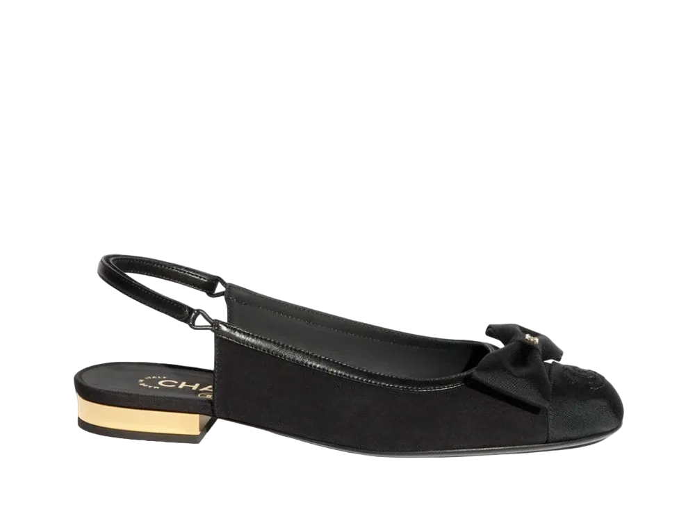 CHANEL Slingbacks Fabric Lambskin & Grosgrain "Black"