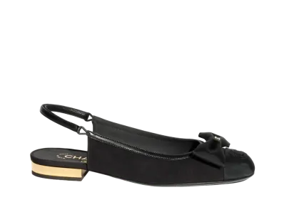 CHANEL Slingbacks Fabric Lambskin & Grosgrain "Black"
