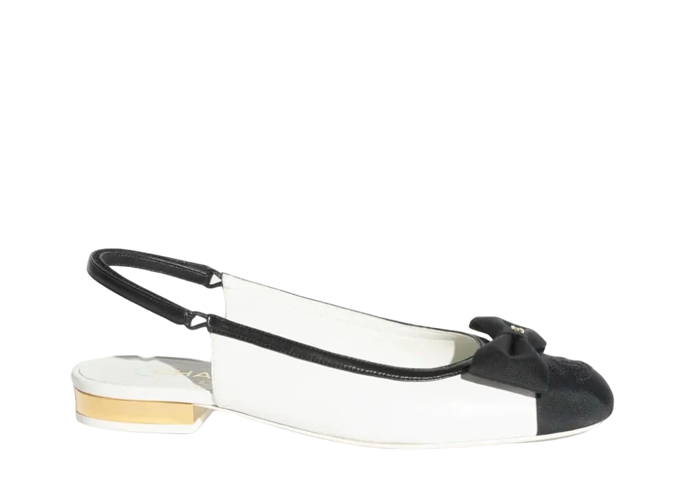 CHANEL Slingbacks Lambskin & Grosgrain "White/Black"