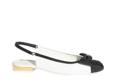 CHANEL Slingbacks Lambskin & Grosgrain "White/Black"