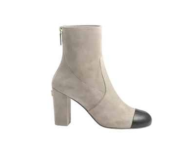 CHANEL Women's Short Boots Suede Calfskin & Lambskin "Grey/Black"