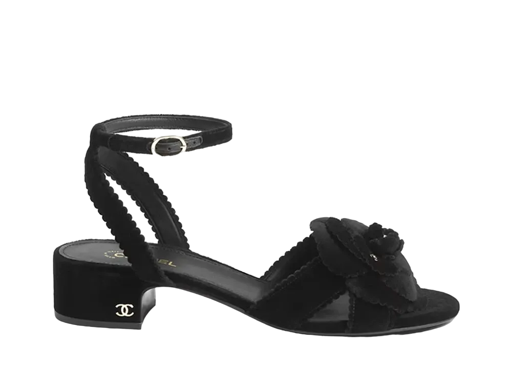 CHANEL Women's Sandals Velvet "Black"