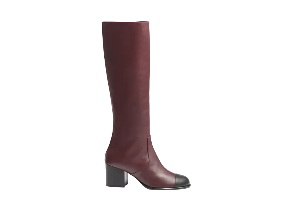 CHANEL Women's High Boots Calfskin "Burgundy/Black"