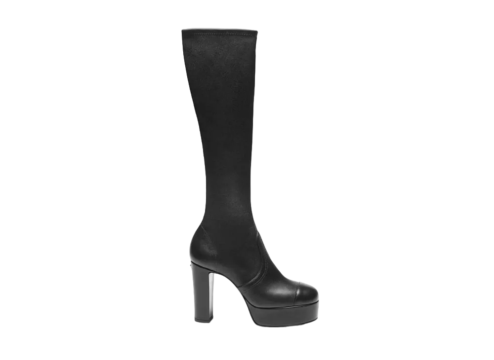 CHANEL Women's Long Boots Stretch Lambskin & Lambskin "Black"