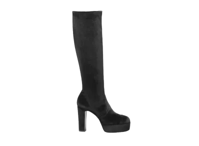 CHANEL Women's High Boots Stretch Velvet & Velvet "Black"