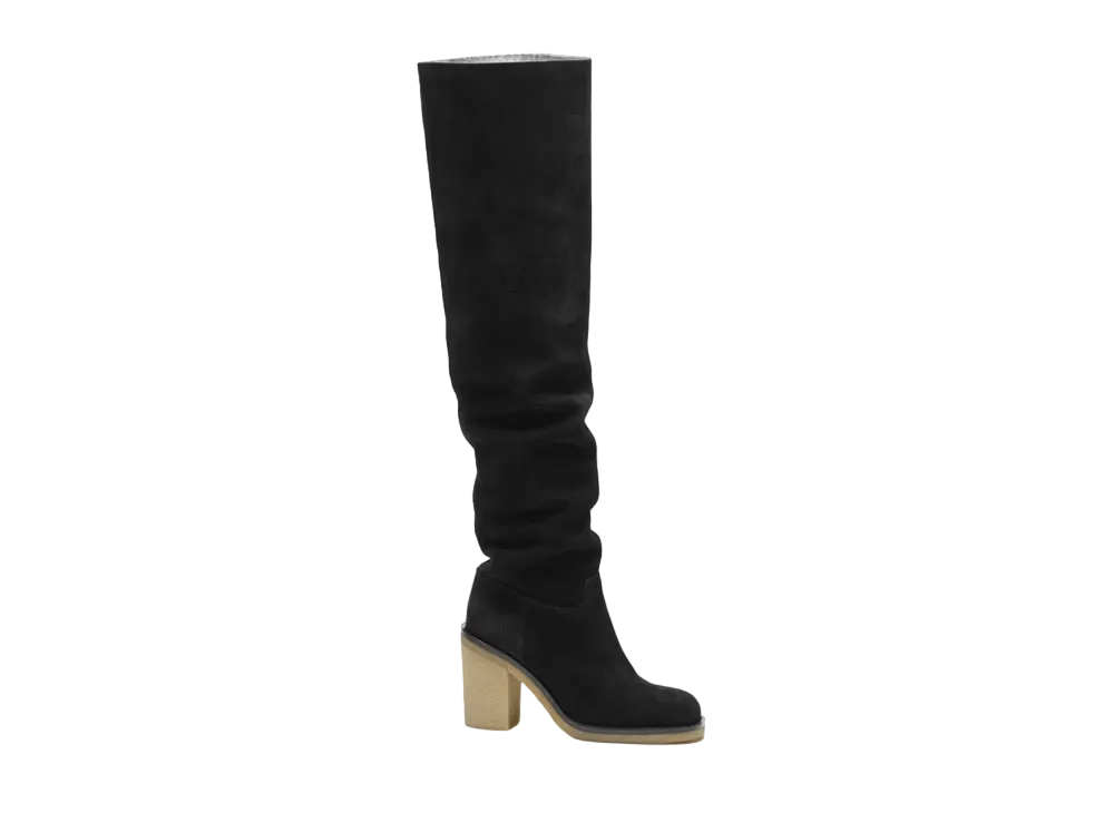 CHANEL Women's Thigh Boots Suede Calfskin "Black"