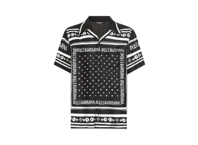 DOLCE&GABBANA Printed Silk and Denim Shirt "Black"