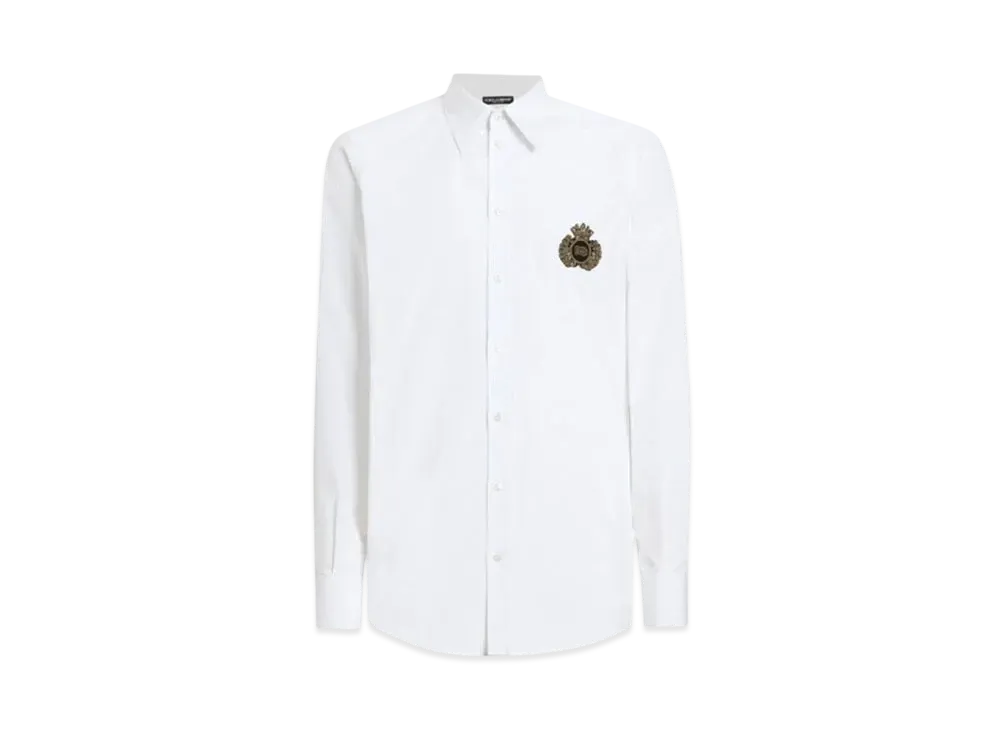 DOLCE&GABBANA Cotton Shirt With Heraldic Patch "White"