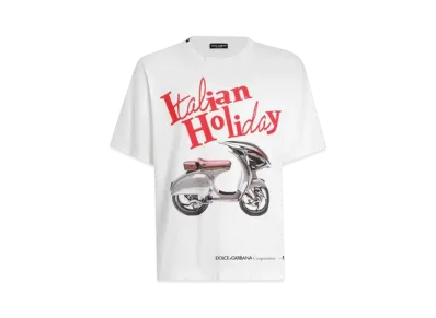 DOLCE&GABBANA Cotton T-Shirt With Vespa Print "White"